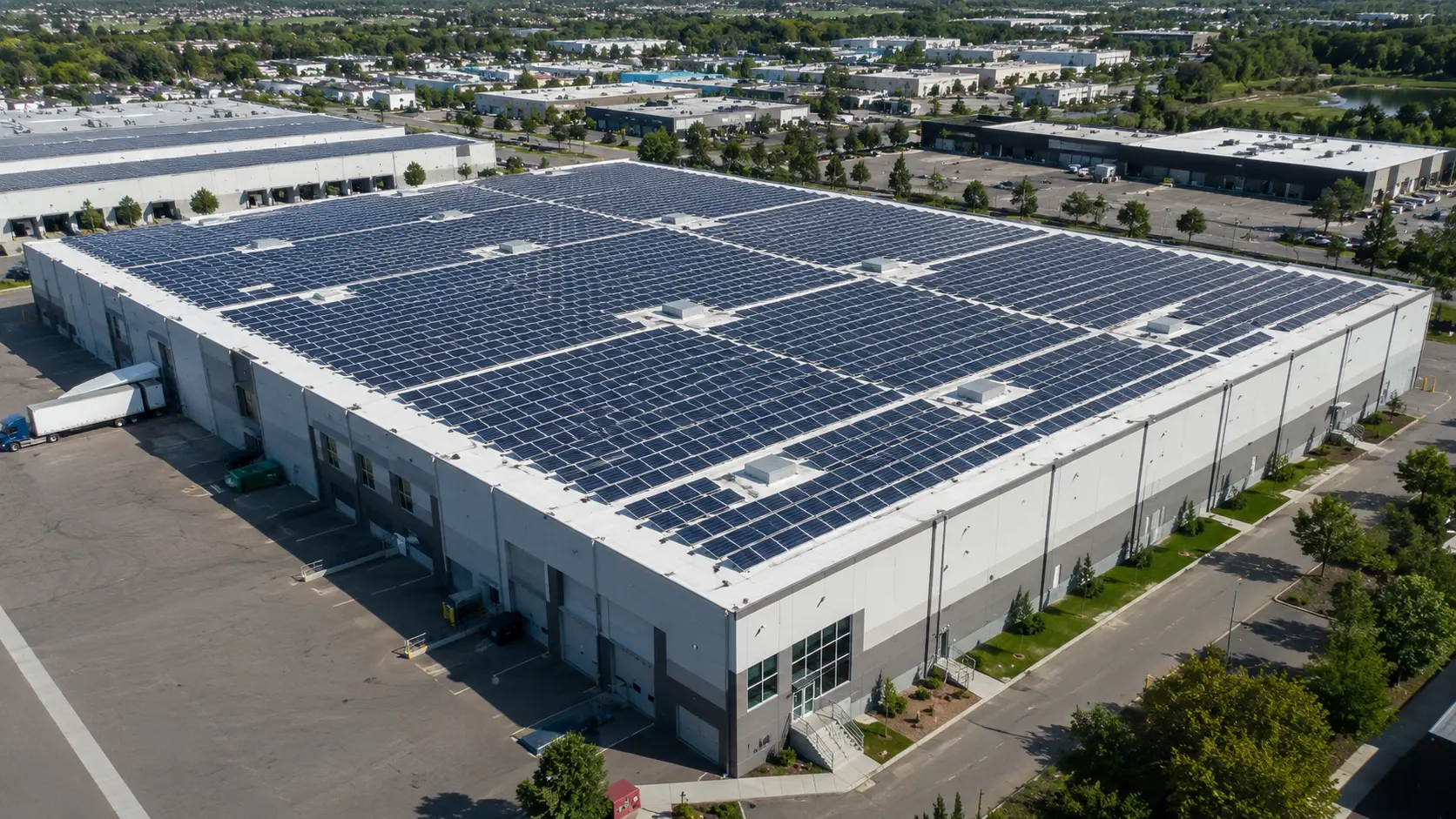 Commercial rooftop solar installation with SMAX panels